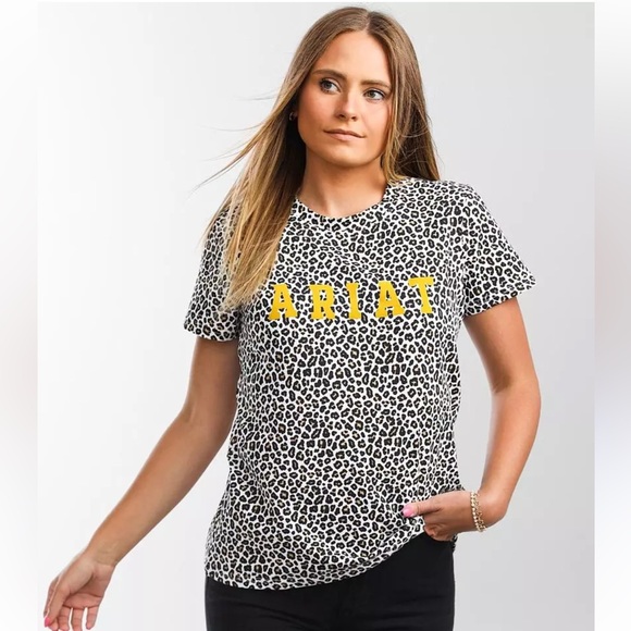 ARAIT Cheetah Print Run Wild Short Sleeve Logo T-Shirt Oversized Small - Picture 2 of 5
